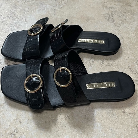 BILLINI Alaia Slides Sandals in Black Croc. Size 6 - Picture 4 of 10